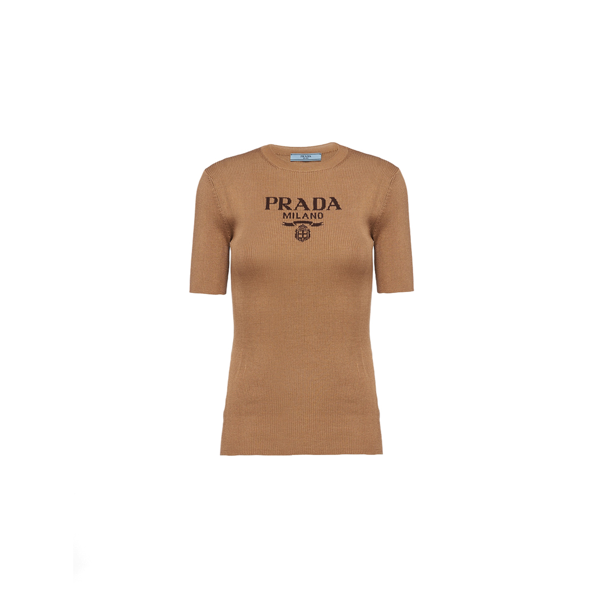 PRADA SILK CREW-NECK SWEATER WITH LOGO P24T1F